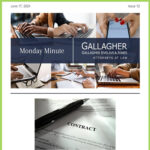 Cover of the Monday Minute issue on Vendor Contracts By Gallagher Evelius & Jones