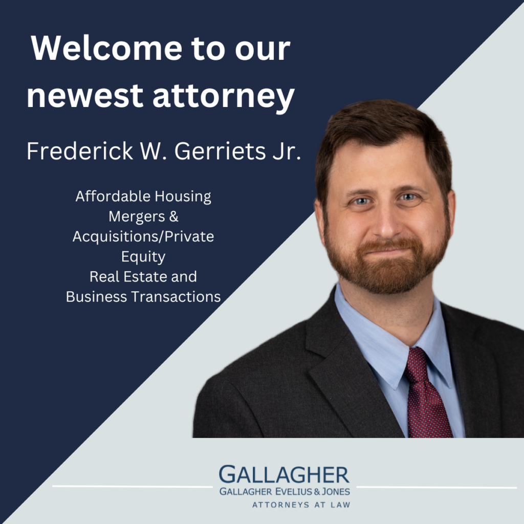 Graphic welcoming Rick Gerriets as Gallagher's newest attorney